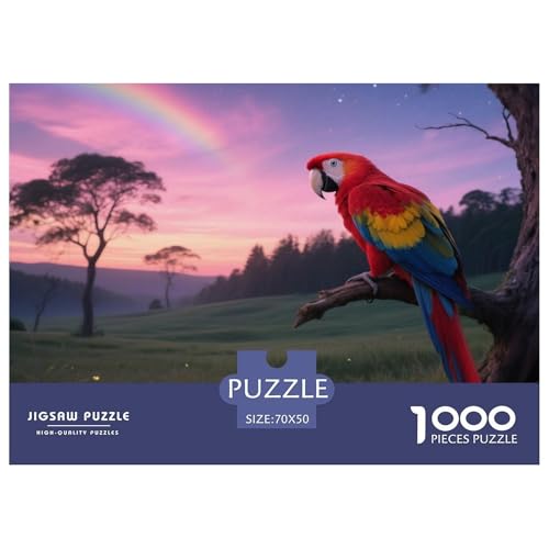 Scarlet Macaw1000 Stück Rundes Puzzle Multitalent Logisches Denken Visuelle Kreativität Künstlerisches Spiel Vogel Dekorative Aufwertung Einzigartiges Geschenk 70x50cm/1000pcs von QEVAWPAE