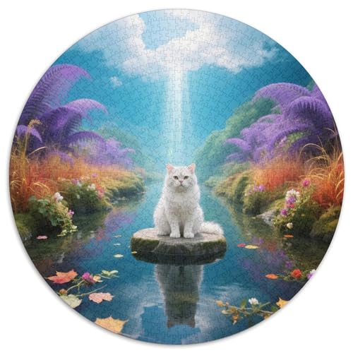 Schottische FoldPuzzle MitHaustier Katze, Rundes Format Und 1000 Teile, Ideal Zum Entspannen Nach Der Arbeit 1000pcs (67.5x67.5cm) von QEVAWPAE