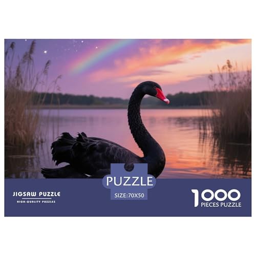Schwarzer Schwan1000 Stück Rundes Puzzle Entspannte Puzzleabende Für Familie Und Freunde Gedächtnisspiel Vogel Sammlerauswahl Wandkunst 70x50cm/1000pcs von QEVAWPAE
