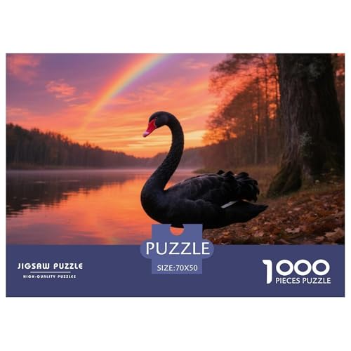 Schwarzer Schwan1000 Stück Rundes Puzzle Kreative Herausforderung Für Alle Altersgruppen Kognitive Entwicklung Unterhaltung Vogel Ferienspaß Familienaktivitäten 70x50cm/1000pcs von QEVAWPAE