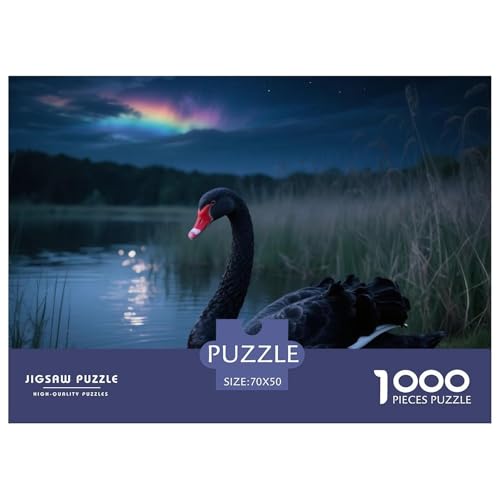 Schwarzer Schwan1000 Stück Rundes Puzzle Logisches Spiel Für Junge Denker Bildungsnutzung Vogel Lernstation Zuhause Puzzle Regal 70x50cm/1000pcs von QEVAWPAE