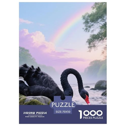 Schwarzer Schwan1000 Stück Rundes Puzzle Mittlere Komplexität Für Jugendliche Fähigkeitsschärfung Vogel Puzzle Präsentation 70x50cm/1000pcs von QEVAWPAE