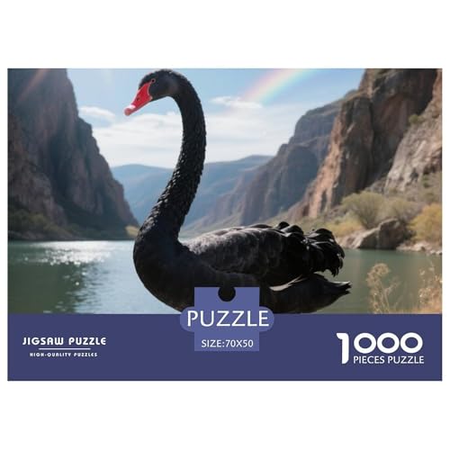 Schwarzer Schwan1000 Stück Rundes Puzzle Multitalent Logisches Denken Visuelle Kreativität Künstlerisches Spiel Vogel Dekorative Aufwertung Einzigartiges Geschenk 70x50cm/1000pcs von QEVAWPAE
