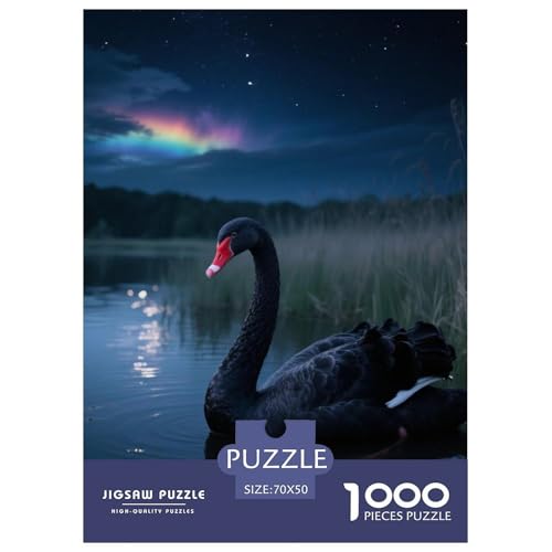 Schwarzer Schwan1000 Stück Rundes Puzzle Wettbewerbsfähig Für Jugendliche Schnelles Denken Puzzle Rennen Vogel Akademische Umgebung Club 70x50cm/1000pcs von QEVAWPAE