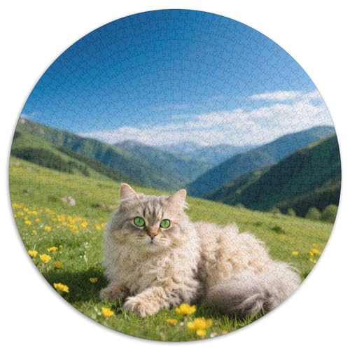Selkirk RexRundpuzzle MitHaustier Katze, 1000 Teile, Ideal Für Gruppenaktivitäten Oder Meditationsräume 1000pcs (67.5x67.5cm) von QEVAWPAE