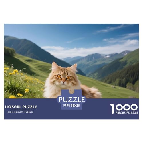 Serengeti, 1000-Teile-Puzzlespiel, Fesselndes Und Kreatives Erlebnis, Ideal Für Zuhause Oder Als Geschenk, Ab 10 Jahren,Haustier Katze, 38x26cm/1000pcs von QEVAWPAE