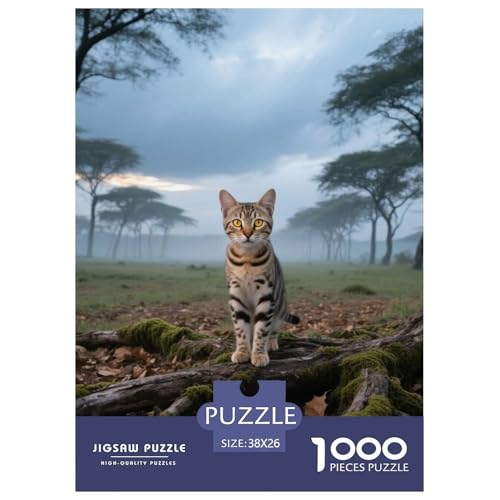 Serengeti, 1000-Teile-Puzzlespiel, Harmonische Und Entspannende Freizeit, Geeignet Für Die Ganze Familie, Ab 10 Jahren,Haustier Katze, 38x26cm/1000pcs von QEVAWPAE