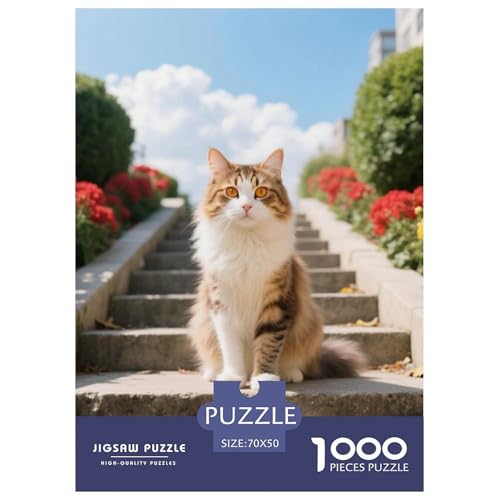 Serengeti, 1000-Teile-Puzzlespiel, Visuell Beeindruckendes Design, Sammlerstück, Ab 10 Jahren,Haustier Katze, 70x50cm/1000pcs von QEVAWPAE
