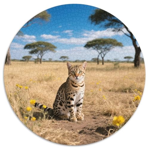 SerengetiAnspruchsvolles Rundpuzzle MitHaustier Katze, 1000 Teile Für Denkspiele Im Freundeskreis 1000pcs (67.5x67.5cm) von QEVAWPAE