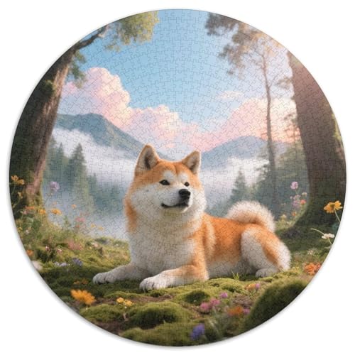 Shiba InuKünstlerisches Rundpuzzle MitHaustierhund, 1000 Teile Für Entspannte Stunden Allein Oder Im Team 1000pcs (67.5x67.5cm) von QEVAWPAE