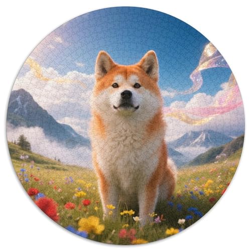 Shiba InuPuzzlevergnügen MitHaustierhund, 1000 Teile, Rund, Für Gemütliche Abende Im Wohnzimmer 1000pcs (67.5x67.5cm) von QEVAWPAE
