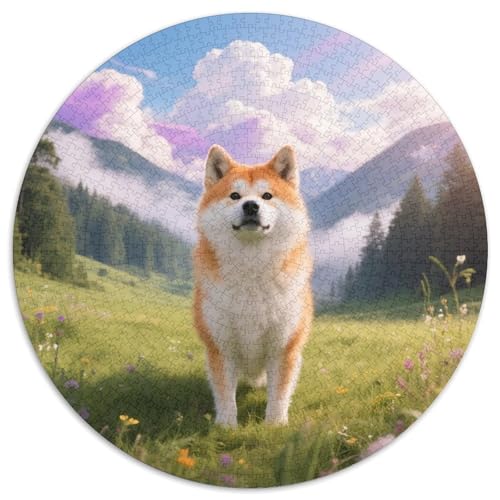 Shiba InuRunde Puzzlekunst MitHaustierhund, 1000 Teile Voller Herausforderung, Perfekt Für Erwachsene Mit Geduld 1000pcs (67.5x67.5cm) von QEVAWPAE
