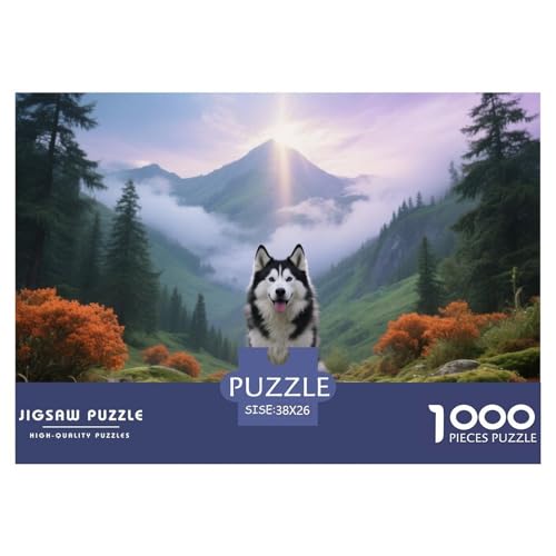 Siberian Husky, 1000-Teile-Puzzlespiel, Visuell Beeindruckendes Design, Sammlerstück, Ab 10 Jahren, Haustierhund, 38x26cm/1000pcs von QEVAWPAE