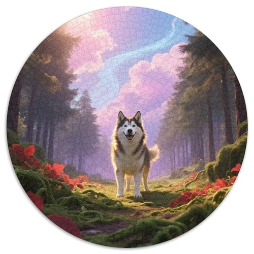 Sibirischer HuskyInspirierendes Puzzle MitHaustierhund, 1000 Teile Im Kreis, Entspannend Und Mental Anregend 1000pcs (67.5x67.5cm) von QEVAWPAE