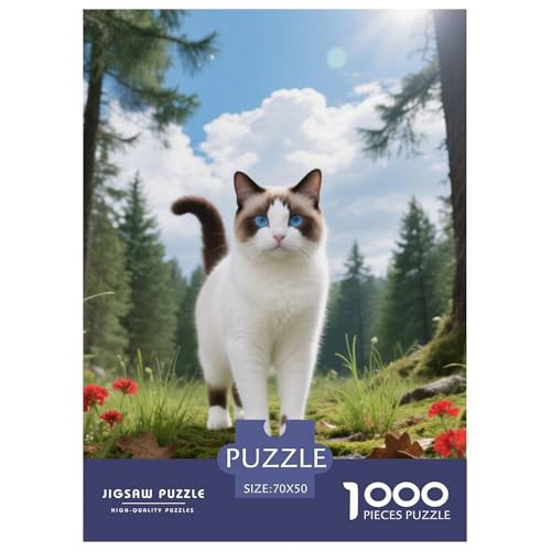 Snowshoe, 1000-Teile-Puzzlespiel, Abwechslungsreich Und Stimulierend, Perfekt Für Sammler Oder Familien, Ab 10 Jahren,Haustier Katze, 70x50cm/1000pcs von QEVAWPAE