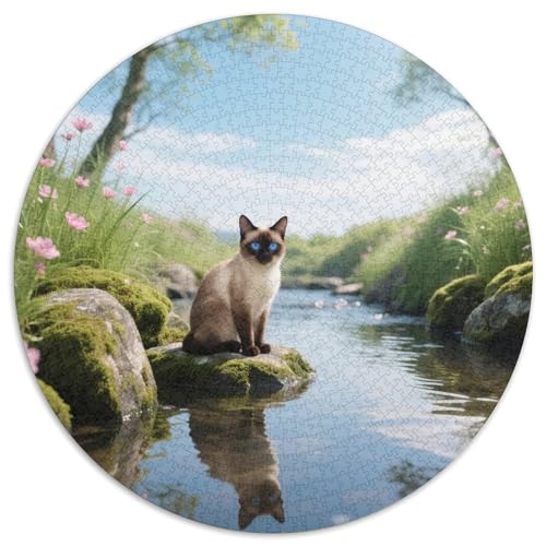 Tonkinesisch1000-teiliges Rundpuzzle MitHaustier Katze, EIN Anspruchsvolles Denkspiel Für Erwachsene, Ideal Für Ruhige Wochenenden 1000pcs (67.5x67.5cm) von QEVAWPAE