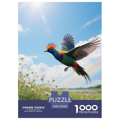 Vogel des Paradieses1000 Stück Rundes Puzzle Anspruchsvoll Für Ältere Kinder Pädagogisches Spiel Mentale Disziplin Vogel Puzzleausstellung Buchhandlung 70x50cm/1000pcs von QEVAWPAE
