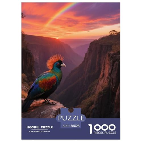 Vogel des Paradieses1000 Stück Rundes Puzzle Einfach Für Anfänger Kognitive Fähigkeiten Freizeit Logikspiel Vogel Hervorragend Als Geschenk Dekoration 38x26cm/1000pcs von QEVAWPAE