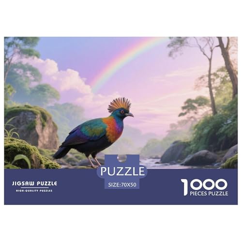 Vogel des Paradieses1000 Stück Rundes Puzzle Einfach Und Spaß Für Senioren Visuelle Aufmerksamkeit Langsames Hobby Vogel Ruhestand Geschenk Wohnkultur 70x50cm/1000pcs von QEVAWPAE