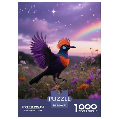 Vogel des Paradieses1000 Stück Rundes Puzzle Fortgeschritten Für Puzzleenthusiasten Strategische Planung Vogel Festtagsgeschenk Rahmung Bereit 70x50cm/1000pcs von QEVAWPAE