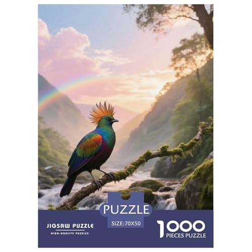 Vogel des Paradieses1000 Stück Rundes Puzzle Kognitive Entwicklung Für Junge Erwachsene Mentale Konstruktion Vogel Kreativer Auslass Raumdekoration 70x50cm/1000pcs von QEVAWPAE