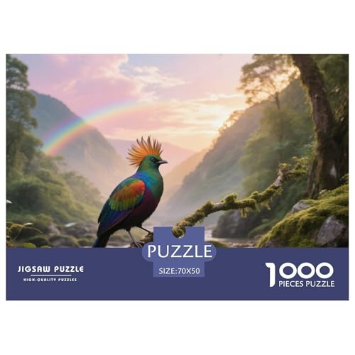 Vogel des Paradieses1000 Stück Rundes Puzzle Mentales Training Familienbeteiligung Feinmotorik Teamarbeit Vogel Spieleabend Tischzentrum 70x50cm/1000pcs von QEVAWPAE
