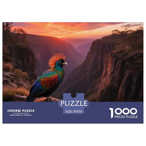 Vogel des Paradieses1000 Stück Rundes Puzzle Mittlerer Schwierigkeitsgrad Für Paare Hand-Auge-Koordination Vogel Perfekt Für Wanddeko Geschenk 70x50cm/1000pcs von QEVAWPAE