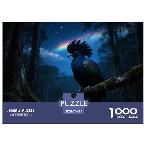 Vogel des Paradieses1000 Stück Rundes Puzzle Moderate Herausforderung Für Erwachsene Strategisches Denken Gedächtnistraining Vogel Geburtstagsgeschenk Entspannung 70x50cm/1000pcs von QEVAWPAE