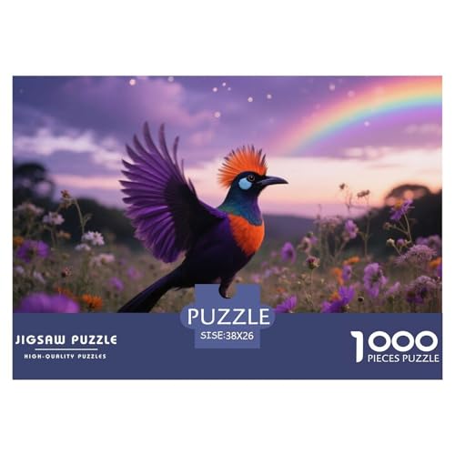 Vogel des Paradieses1000 Stück Rundes Puzzle Ruhiges Tempo Für Großeltern Und Kinder Sanftes Gehirntraining Vogel Schönes Geschenk Familienspaß 38x26cm/1000pcs von QEVAWPAE