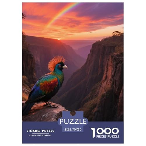 Vogel des Paradieses1000 Stück Rundes Puzzle Sanfter Fluss Für Ältere Sichere Teilnahme Vogel Ruhestand Geschenk Beruhigende Kunst 70x50cm/1000pcs von QEVAWPAE