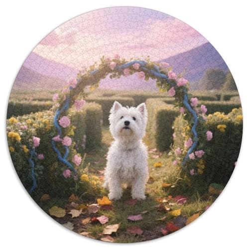 West Highland Weißer Terrier1000-teiliges Rundpuzzle MitHaustierhund, Eine Herausforderung Für Strategen Und Träumer 1000pcs (67.5x67.5cm) von QEVAWPAE