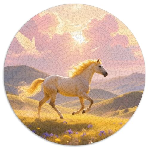 Zhua Huang Fei DianEinzigartiges 1000-Teile-Rundpuzzle MitPferd, Geeignet Für Den Couchtisch Oder Hobbyraum 1000pcs (67.5x67.5cm) von QEVAWPAE