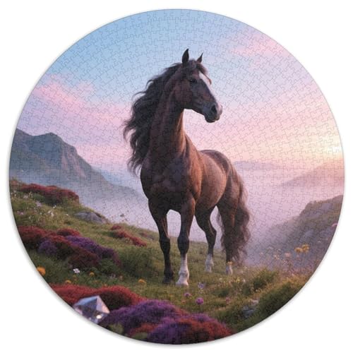 von Hua Liu1000-teiliges Rundpuzzle MitPferd, EIN Anspruchsvolles Denkspiel Für Erwachsene, Ideal Für Ruhige Wochenenden 1000pcs (67.5x67.5cm) von QEVAWPAE