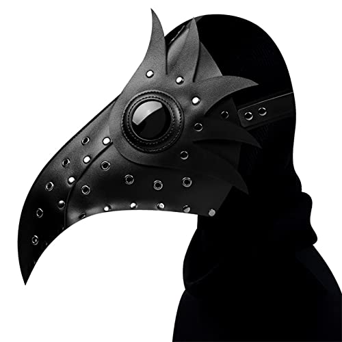 QEXTY Vogelmaske, lange Ledermaske, Halloween, Steampunk, Spaß, Feder, Teufel, Party, Geschenkideen (Farbe: Schwarz, Größe: Einheitsgröße) von QEXTY