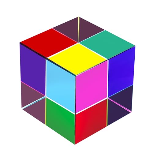 QFkris Glasmisch-Farbwürfel (5,6 cm), magischer Prismenwürfel für Wissenschaft und Bildung, Fotografie-Kristallprisma, X-Cub für Desktop-Dekoration von QFkris