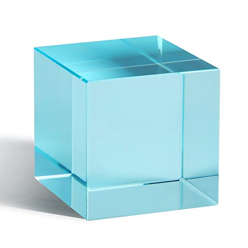 QFkris K9 Kristallglas-Prisma-Würfel, Briefbeschwerer, Ornament, Kunst, Glasfigur, Tisch, Heim, Sammlerstück, Dekoration, Fotografie-Zubehör (3,8 cm, Cyan) von QFkris