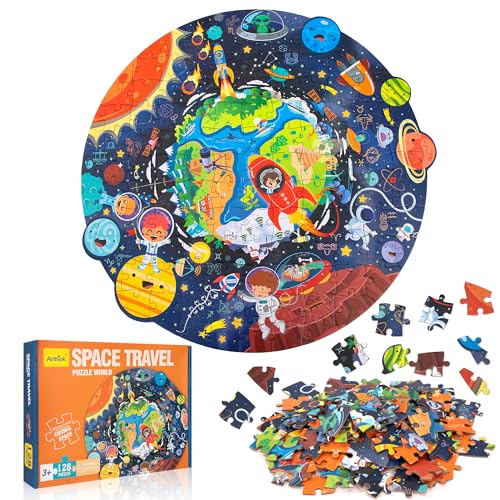 QH-Shop Kinderpuzzle, 128 Teile Puzzle Pädagogisches Spielzeug Holzpuzzle Jigsaw Kinder Lernspielzeug Geschenk für Jungen Mädchen ab 3 5-12 Jahren (Raumreisen) von QH-Shop