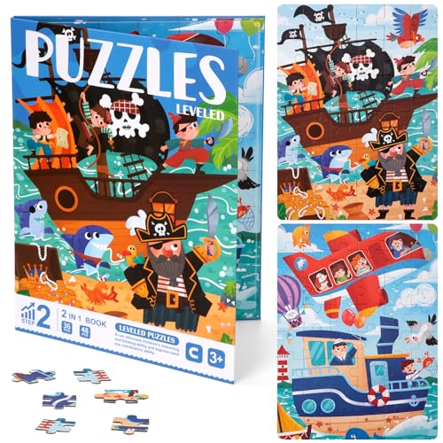 Kinderpuzzle Magnet Puzzle, 84 Teile Schiff Puzzle Buch Montessori Spielzeug Holzpuzzle Reisespiele Lernspielzeug Geschenk für Kleinkind Jungen Mädchen ab 3 4 5 von QH-Shop