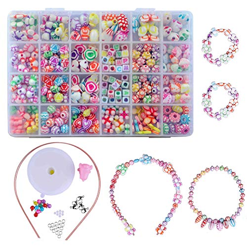 QH-Shop Perlen für Kinder, DIY, Perlen, Kunststoff, bunt, 24 Fächer, Bastelset, Schmuckherstellung, Armbandherstellung, Halskette aus PVC, Box als Geschenk für Kinder, Mädchen, 400 Stück QH-Shop Perlen für Kinder, DIY, Perlen, Kunststoff, bunt, 24 Fächer, Bastelset, Schmuckherstellung, Armbandherstellung, Halskette aus PVC, Box als Geschenk für Kinder, Mädchen, 400 Stück von QH-Shop