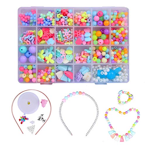 QH-Shop Perlen für Kinder, DIY, Perlen, Kunststoff, bunt, 24 Fächer, Bastelset, Schmuckherstellung, Armbandherstellung, Halskette aus PVC, Box als Geschenk für Kinder, Mädchen, 700 Stück QH-Shop Perlen für Kinder, DIY, Perlen, Kunststoff, bunt, 24 Fächer, Bastelset, Schmuckherstellung, Armbandherstellung, Halskette aus PVC, Box als Geschenk für Kinder, Mädchen, 700 Stück von QH-Shop
