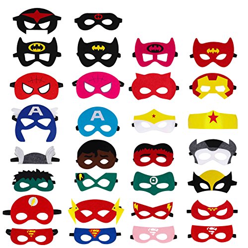 HONGXIN-SHOP Superhelden Masken, Filz Masken Superhero Cosplay Party Masken Halbmasken mit Elastischen Seil für Erwachsene und Kinder Party Maskerade Multicolor, 30 Stücke HONGXIN-SHOP Superhelden Masken, Filz Masken Superhero Cosplay Party Masken Halbmasken mit Elastischen Seil für Erwachsene und Kinder Party Maskerade Multicolor, 30 Stücke von HONGXIN-SHOP