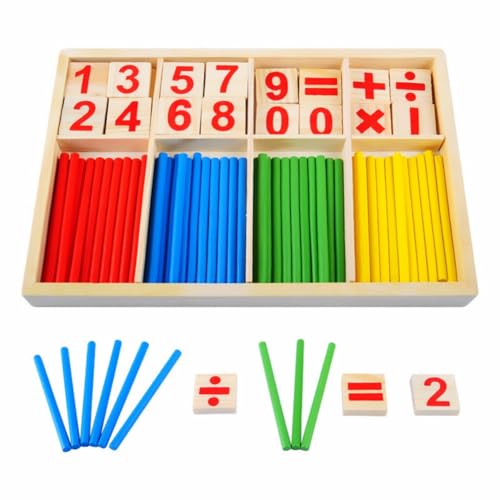 QHFlashbuy Montessori Mathe Spielzeug,Zählrahmen Holz Mathematisches Spielzeug,Mathe Spielzeug Rechenstäbchen,Mathe-Spielzeug für Kinder,Rechnen Spielzeug,Mathe Spiel von QHFlashbuy