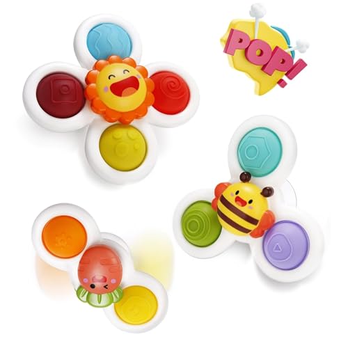 Saugnapf Spielzeug Baby, Babyspielzeug ab 6 9 12 Monate Beschäftigung im Flugzeug, Baby-Badespielzeug mit Saugnapf,Spielzeug für Flugreisen Kleinkind,Saugnapf Spielzeug, Geburtstagsgeschenk für Kinder von QHSXMQ