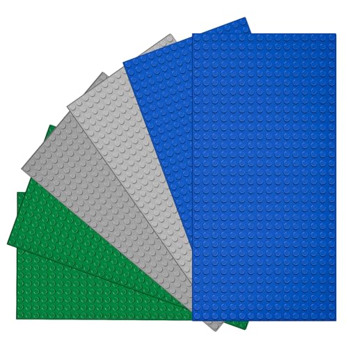 QHSXMQ 6 Platten-Set Bauplatten Kompatibel mit meisten Marken, Classic Grundplatte 12.9 * 25.6 cm, Rechteckige Grundplatte, Konstruktionsspielzeug, Kreatives Lernspielzeug für Kinder (Grau,Grün,Blau) QHSXMQ 6 Platten-Set Bauplatten Kompatibel mit meisten Marken, Classic Grundplatte 12.9 * 25.6 cm, Rechteckige Grundplatte, Konstruktionsspielzeug, Kreatives Lernspielzeug für Kinder (Grau,Grün,Blau) von QHSXMQ