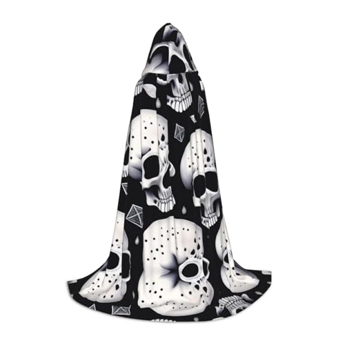 QHZLY 110-170 cm Totenkopf ohne Kinn, Kapuzenumhang, Größe L, für Festival, Cosplay, Maskerade, Bühne und Themenparty von QHZLY