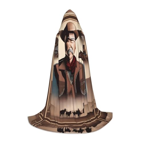 QHZLY 110-170 cm Western-Umhang mit Kapuze, Größe M für Festival, Cosplay, Maskerade, Bühne und Themenparty von QHZLY