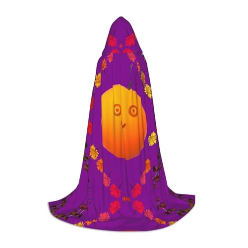 QHZLY 110 cm - 170 cm, Smiley-Umhang, Orange, mit Kapuze, Größe L, für Festival, Cosplay, Maskerade, Bühne und Themenparty von QHZLY