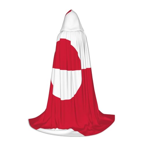 QHZLY 110 cm – 170 cm, Umhang mit Grönland-Flagge, mit Kapuze, Größe L, für Festival, Cosplay, Maskerade, Bühne und Themenparty von QHZLY