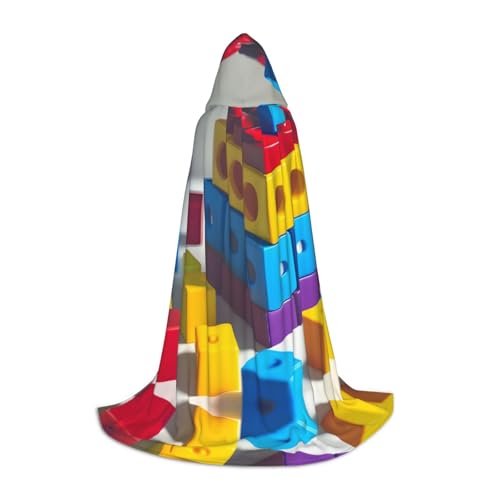 QHZLY 110 cm – 170 cm, bunte Bausteine, Kapuzenumhang, Größe M für Festival, Cosplay, Maskerade, Bühne und Themenparty QHZLY 110 cm – 170 cm, bunte Bausteine, Kapuzenumhang, Größe M für Festival, Cosplay, Maskerade, Bühne und Themenparty von QHZLY