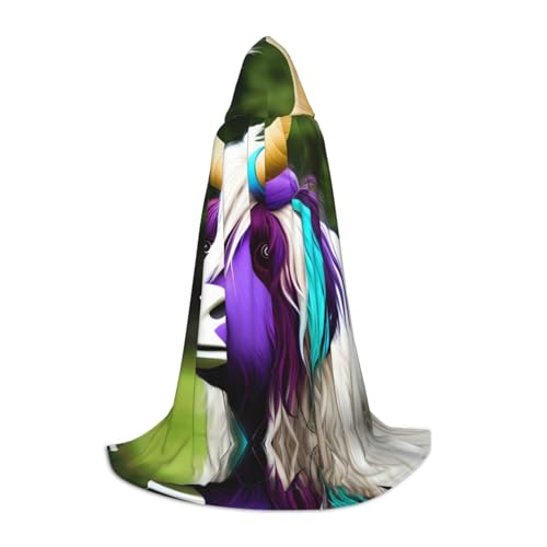 QHZLY 110 cm – 170 cm, bunter Kuhkopf-Kapuzenumhang, Größe L, für Festival, Cosplay, Maskerade, Bühne und Themenparty von QHZLY